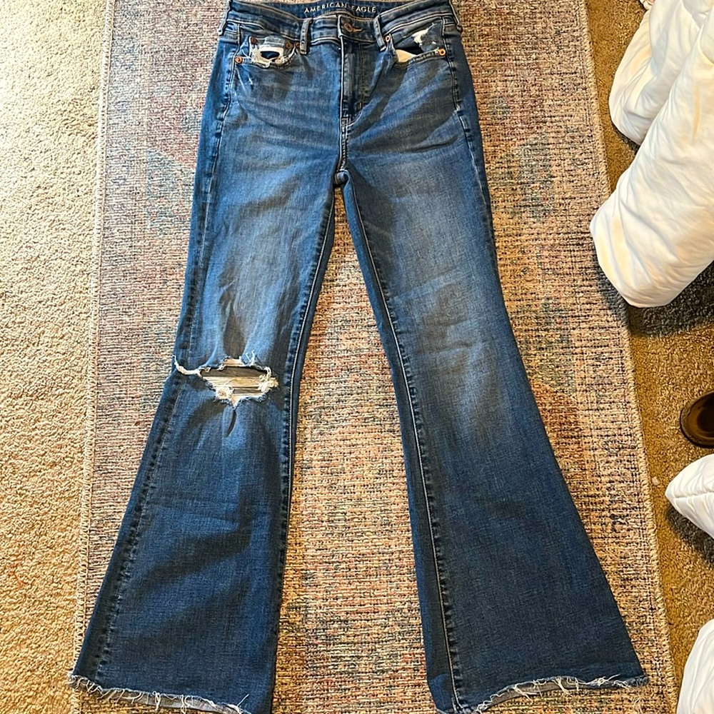 american eagle super high rise flare